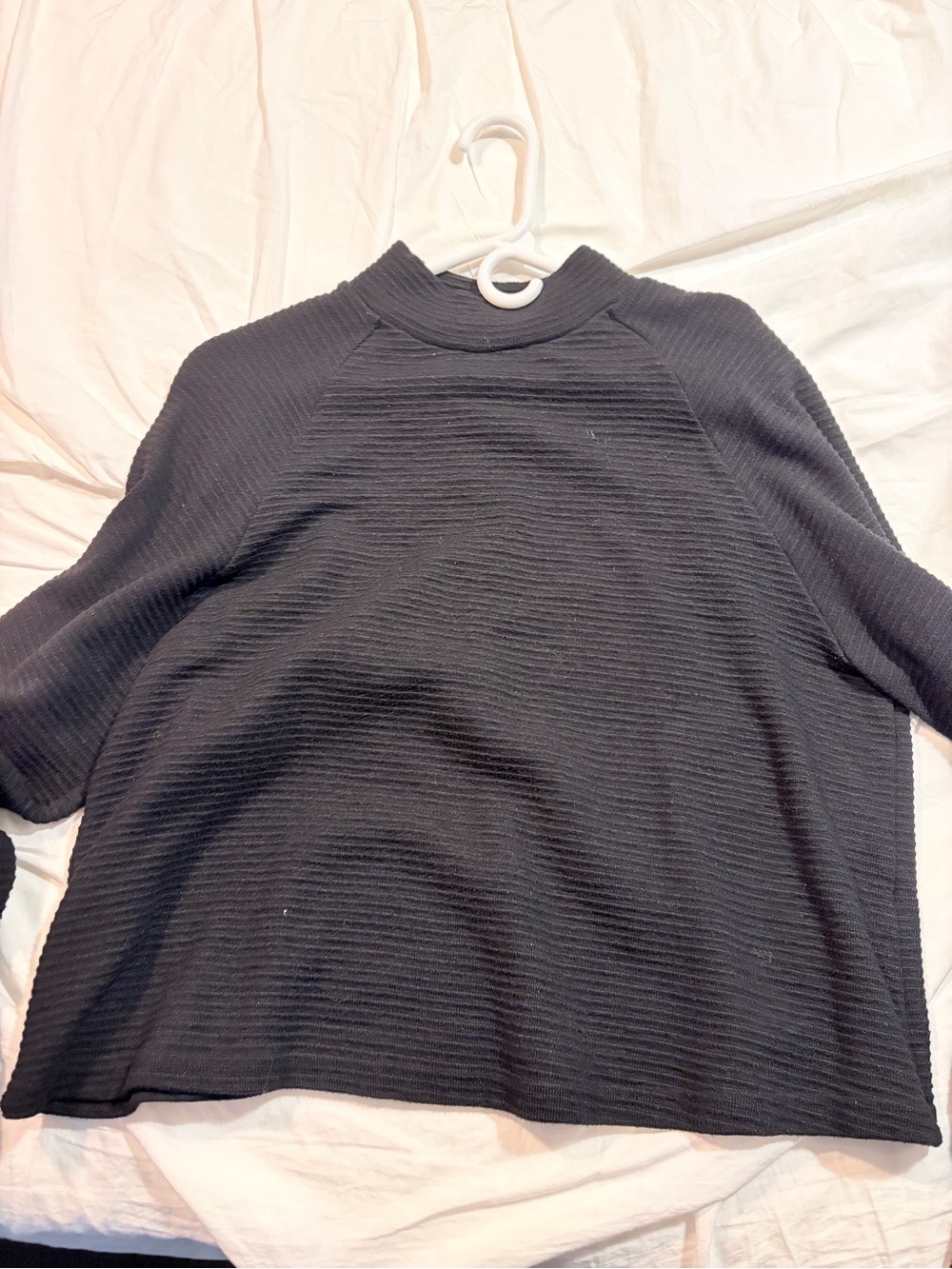 Black Ribbed Mock-Neck Sweater Top